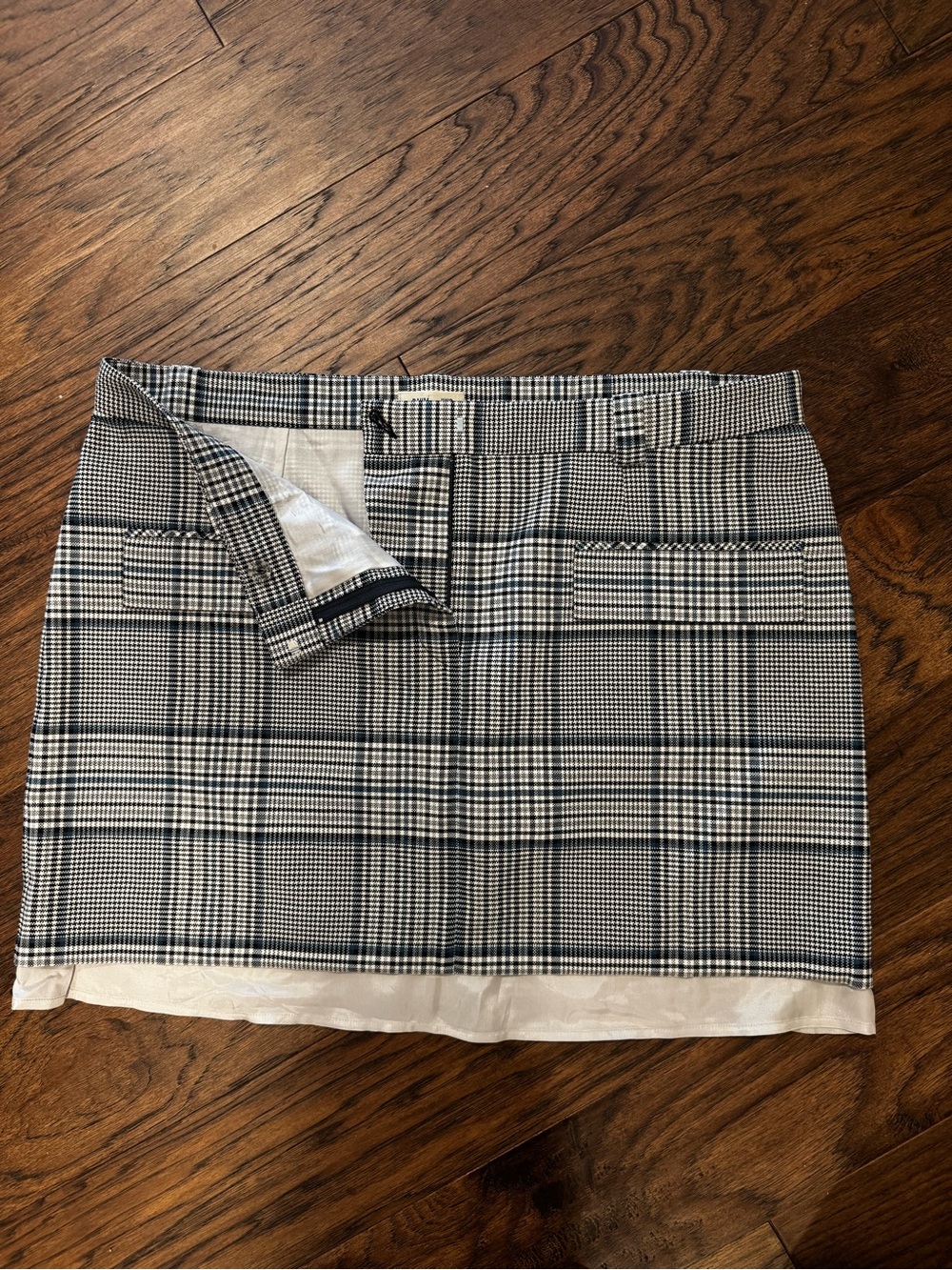 Black & White Plaid Mini Skirt with Subtle Belt Loops